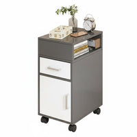 Space-Saving Narrow Bedside Cabinet Slim contour Narrow Storage Cabinet Minimalist Design Nightstand Multi-Purpose for Apartment Dwellers, Homeowners, Students, Bedroom, Small Spaces, Sofa Side, Living Room