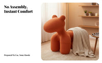 Playful Design Equine-Shaped Ottoman Padded Seat Creature-Shaped Ottoman Soft Covering Room Decor High Load Capacity for Children, Toddlers, Parents, Playroom, Nursery, Bedroom, Retail Display