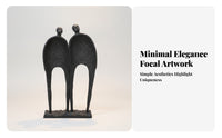 Abstract Human Statue Tabletop Statue Tapered Two-Figure Sculpture Compact Size
