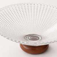 Luxury Clear Glass Fruit Bowl, Footed Serving Bowls for Dinner Parties, Decorative Glass Bowl for Kitchen Counter