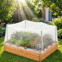 Plant Protection Kit with Metal Rods Removable Nonwoven Plant Cover with Stakes Reusable Garden Bed Cover for Gardeners, Vegetable Growers