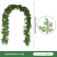 Artificial Pine Cypress Christmas Garland PE Vine with Pine Needles for Door Hanging