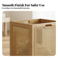 Wheeled Rattandesign Hamper Breathable Laundry Accessory Multifunctional