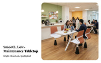 Cafeteria Table with Attached Seats Space-Saving 4-Seater Dining Unit Easy to Clean 6-Seater Fast Dining Table for Students, Employees, School