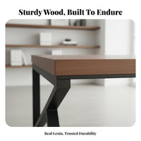 Two-Person Desk with Hutch sturdy wood Wood Construction 2-Person Desk with central Storage Integrated shelving unit Study Table for partners, Colleagues, Bedroom