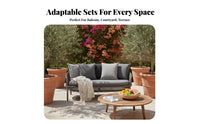Nordic design Wicker Sofa and Table Set Weather-Resistant exteriordoor Furniture Modern Design Patio Seating Thick upholstered pads for Homeowners, Garden lovers, Families, Balcony, Terrace, Backyard, waterside
