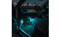 4 Pieces Adhesive Car Ambient Light with Controller Wireless Car Interior LED Lights Rechargeable Interior Ambient Lighting Kit Dynamic Modes for Footwells