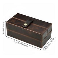 Flip-Top Lid Leather Watch Box Retro Design Personal Storage