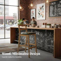 Nordic design Wooden Counter Stool with Backrest Light Luxury Kitchen Island Stool with Backrest Modern bar designHeight Chair Minimalist for Adults, residents, Business Owners, Cafe, Restaurant, Reception Area, morning dining corner