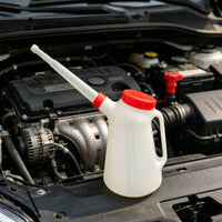Ribbed Spout 5 L Oil Jug Built-in Handle Measuring Oil Jug HDPE Garage Supply Threaded Lid