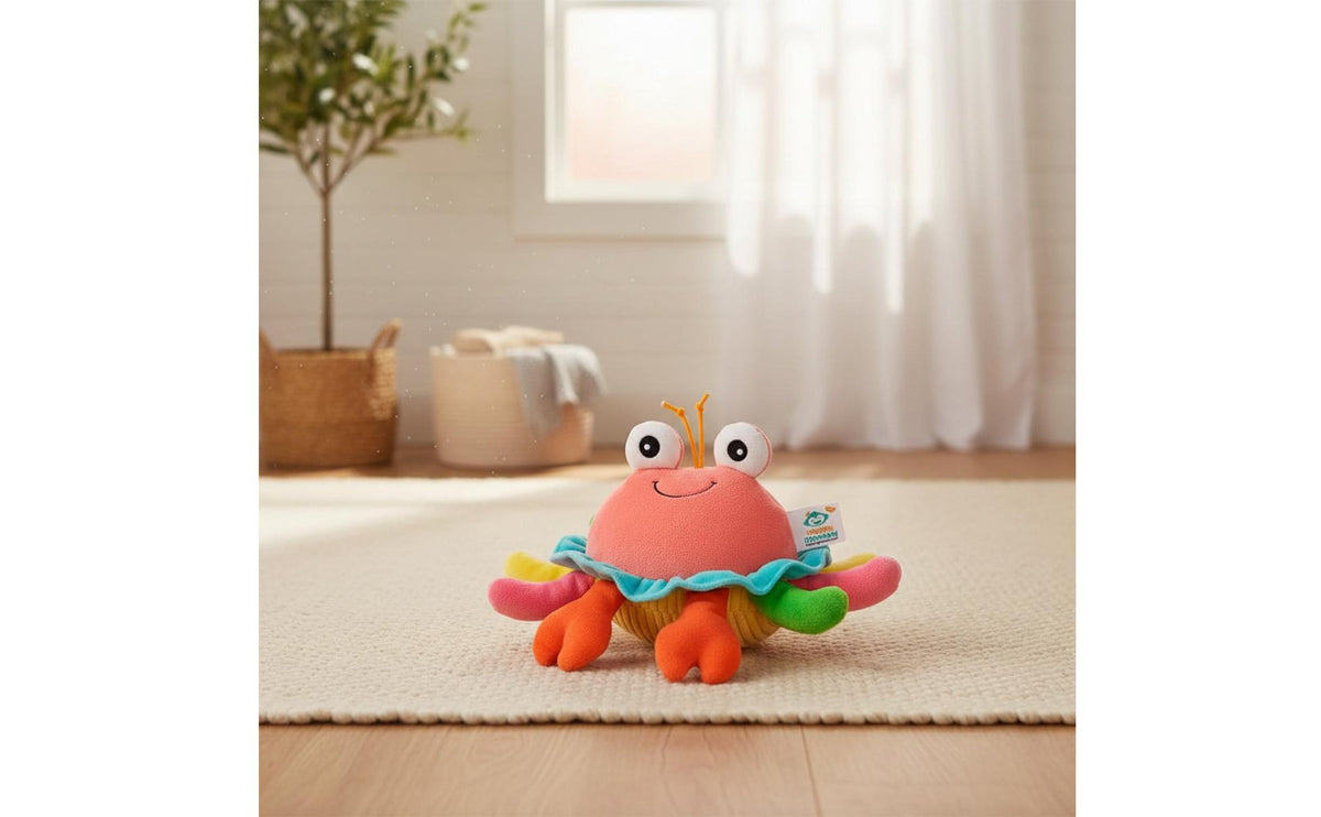 Musical Crawling Crab Baby Plush Toy Musical Scuttling Crustacean Toy Gnaw Stuffed Animal for Crawlers, Young Children, Stomach Time