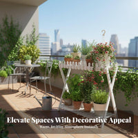 Indoor & Outdoor Use Ladder Planter Rack Multi-Tier Design Plant Holder Vintage aesthetic Pot Shelf Space-Saving for Home Decorators, Apartment Dwellers, Homeowners, Balcony, Patio, Living Room, By a windowpane