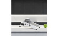 Multifunction Stainless Steel Mandoline Cutter Adjustable Vegetable Cutter with Safety Pusher Foldable Manual Vegetable Cutter Compact for Home Cooks, Meal Prep, Kitchen Countertop