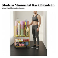 Exercise Mat Storage Rack With Wheels Exercise Mat Holder Stand Rolling Fitness Cart Sturdy Duty Rolling Sports Equipment Cart