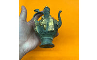 Spirit Pot with Lid Sculptural Decorative Metal Ewer Embossed Antique Style Spirits Pitcher for Home Bar