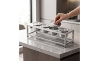 Condiment Station Featuring Cup Compartments Holders Countertop Stainless Steel Condiment Organizer Easy to Clean Sauce Holder for Buffets