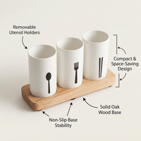 Cutlery Organiser with Draining Base, Kitchen Storage for Forks Spoons, Light Luxury Kitchen Storage Box, Utensil Holder for Kitchen Countertop
