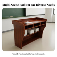 Multi-Functional Classroom Teacher Lectern Long-Lasting Construction Presentation Podium with Storage Modern Simple Design Reception Host Stand Spacious Desktop for Presenters, Receptionists, Auditorium, Lecture Hall, Conference Room, Away Ice