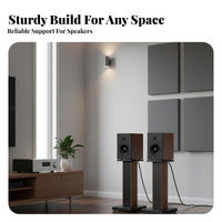 2 Pieces Sand-Fillable Bookshelf Speaker Stand Shock-Absorbing Floor Speaker Stand Wood Grain Finish Home Entertainment Furniture Enhanced Stability for Audiophiles, Media Room