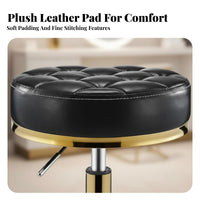 Adjustable Height Upholstered Vanity Stool Quiet Rolling Casters Upholstered Low-Back Task Seat Sturdy 5-Star Base Swivel Chair High-Rebound Foam for Makeup Enthusiasts, Home Office Workers, Beauty Salon, Barbershop, Medical Office, Dressing Room