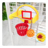 PVC Bird Enclosure Basketball Toy Perforated Ball Bird Basketball Toy Metal Support Bar Pet Accessory Mirrored