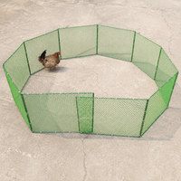 Dog Box Puppy Playpen, Foldable Outdoor Enclosure Metal Green Silver, 10 Panels each 50cm, Galvanized Dog Fence for Garden & Apartment