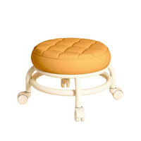 Swivel Caster Stool Breathable Leather Quilted Stool Home Seating Low-Sitting Furniture Thick Padding for Beside Sofa