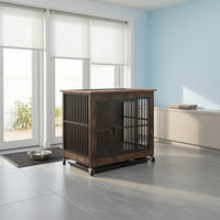 Dog Crate Furniture Space Saving Wood Metal Dog Crate Anti Getaway