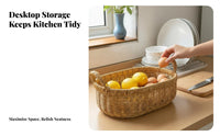 Woven Produce Holder with Handle Decorative Storage container Hollow Design