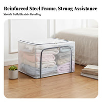 Transparent viewing panel Foldable textile Box Large Capacity foldable Shelf container Stackable Closet Organizer Reinforced Handles for Students, homeowners, Bedroom, Moving House, Dorm Room, Under Bed