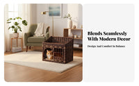 All-Season Use Wicker Cat House Handwoven Enclosed Cat Bed Includes Cushion and Mat Rattan Pet Kennel Breathable for Cats, Kittens, Small Pets, Indoors, Indoor, Living Room, Bedroom