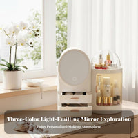 Desktop Cosmetic Case with lighted Mirror particleproof Cover for Dressing Table, Women