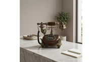 Ornate Antique-Style Desktop Telephone Plug and Play Vintage Desk Phone Redial Retro Landline Phone Ringer Off