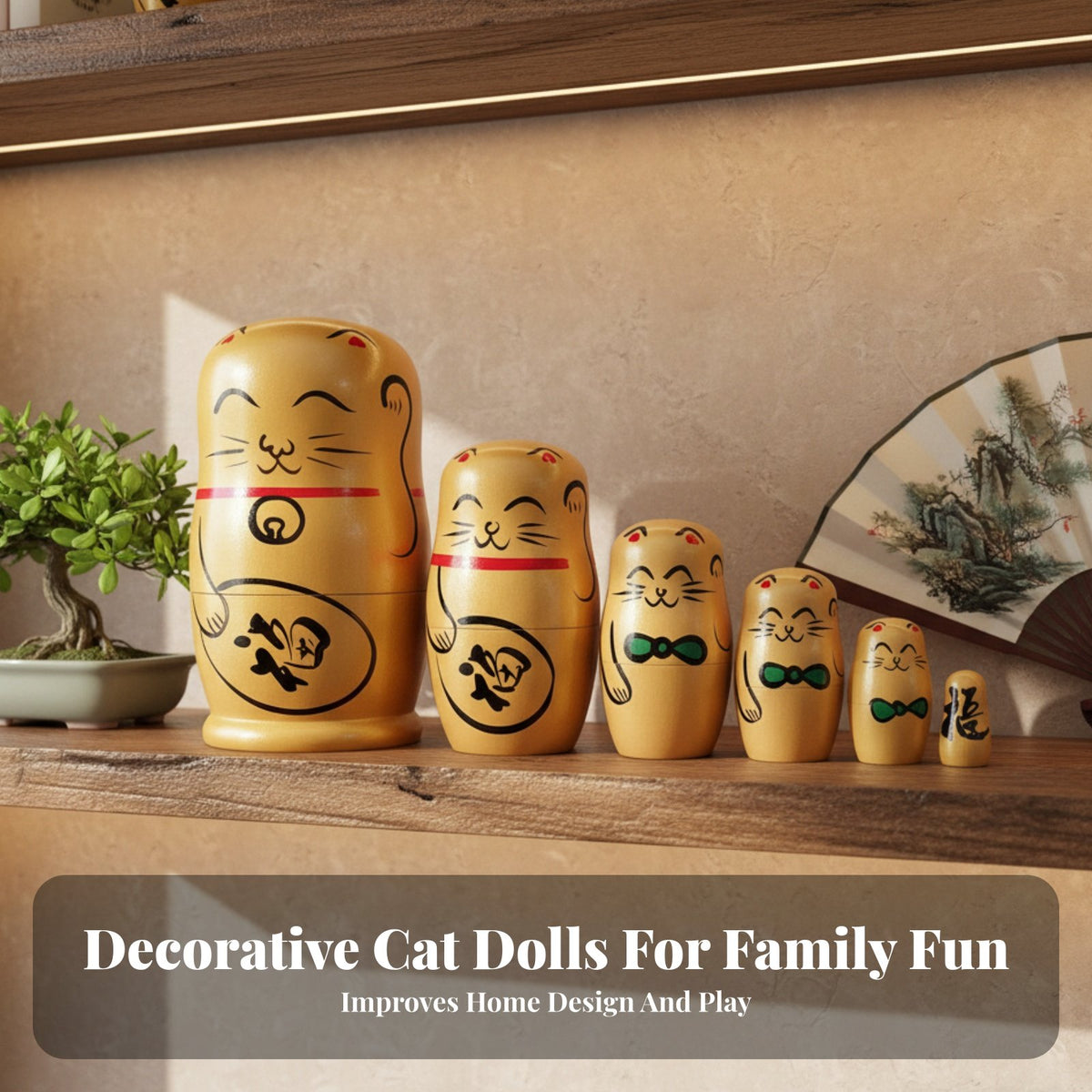 5 Pieces Russian Fortune Cat Dolls Exotic Design Fortunate Cat Stack Ing Dolls House Decoration Educational Handmade
