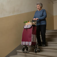 Foldable Shopping Cart with Wheels, Portable Grocery Utility Cart for Seniors, Stair Climbing Hand Truck