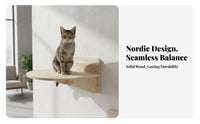 Solid Wood Wall-Mounted Cat Climbing Frame Space-Saving Wooden Cat Wall Furniture Multi-Level Design Kitty Climbing System Easy to Install for Apartment Dwellers, Pet Lovers, Apartments, Indoors, Living Room, Bedroom