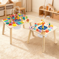 Fine Motor Skills Activity Table with Bead Maze Educational Wooden Activity Table Interactive Child-Centered Toy Multi-Sensory for Toddlers, Kids, Babies, Playroom, Nursery, Daycare