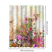 Waterproof Floral Shower Curtain Quick-Drying Floral Print Bath Curtain No Liner Needed Weighted Hem