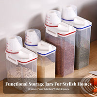 Moisture-Proof Rice Dispenser with Measuring Cup Food-Safe Cereal and Grain Storage Bin Space-Saving Design for Countertop, Kitchen Cabinet