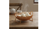 Handwoven Woven Basket Tray Natural Look Rattan Design Basket Long-Lasting Household Storage for Kitchen, Dining Table, Living Room