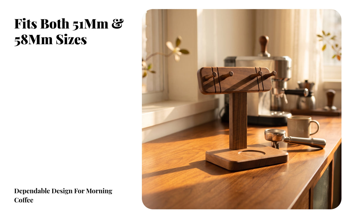 Solid-Wood Portafilter Display Rack | Portafilter Holder, for Kitchen Countertops