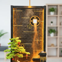 LED Water Feature Waterfall Feng Shui Design Rockery Landscape Waterfall Humidifying Unit Humidifier Floor Standing Water Feature for Business Owners