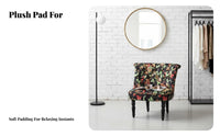 Retro Design Button-Tufted Tub Chair Compact Design Accent Seating Curved Back Indoor Furniture Carved Wooden Legs for Business Owners, Apartment Dwellers, Interior Designers