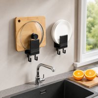 Set of 2 Kitchen Lid Wall Mounts, Matte Space Aluminum Cutting Board Organizer, Functional Drying and Storage