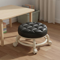 Low Round Stool with Wheels Multifunctional Low Round Rolling Stool Padded Creeper Seat Easy to Install Small Footstool