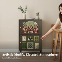utilitarian aesthetic Multi-Tier baker's Rack unrestrictedstanding Sideboard Large Capacity Storage Furniture Cabinet with Doors for Homeowners, Apartment Dwellers, Cooking aficionados, Living Room, Kitchen, Office, Garage