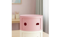 Round Bedside Table Nordic Style Cheerful Face Nightstand Creative Design Stackable Storage Unit for Kids, Bedroom, Living Room, Playroom
