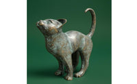 Resin Animal Ornament Standing Pose Leopard Ornament Upright Ears Cat Figurine for Micro-Landscape Display