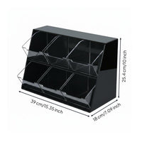 Space-Saving Acrylic Coffee and Tea Organizer Easy Reach Tea Bag and Sugar Packet Organizer Detachable Bins for Office Breakroom, Pantry