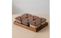 Walnut Serving Platter with Bowls Textured for Hosts, Homeowners